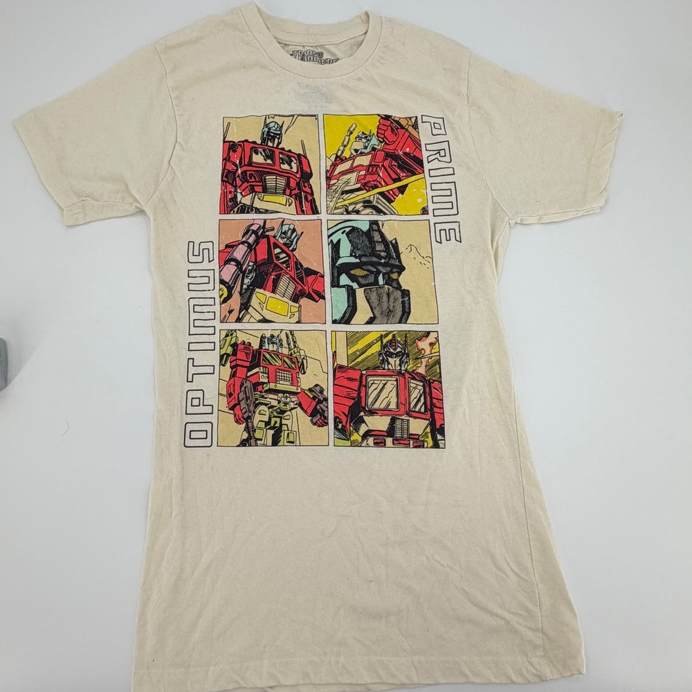 Transformers Optimus Prime Graphic Tee shirt small Cream Anime Comic retro y2k